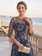 A-Line/Princess 3/4 Sleeves Crew Neck Floor-Length Mother of the Bride Dresses with Embroidery & Appliques