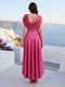 A-Line/Princess Scoop Short Sleeves Tea-Length Mother of the Bride Dresses with 3D Floral & Pleats