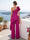 Jumpsuit 2 Pieces One-Shoulder Sleeveless Floor-Length Mother of the Bride Dresses with Ruffles & 3D Floral