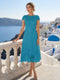 A-Line/Princess Scoop Cap Sleeves Tea-Length Mother of the Bride Dresses with Applique & Sequins