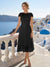 A-Line/Princess Scoop Cap Sleeves Tea-Length Mother of the Bride Dresses with Applique & Sequins