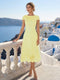 A-Line/Princess Scoop Cap Sleeves Tea-Length Mother of the Bride Dresses with Applique & Sequins