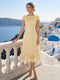 A-Line/Princess Scoop Cap Sleeves Tea-Length Mother of the Bride Dresses with Applique & Sequins