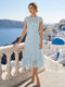 A-Line/Princess Scoop Cap Sleeves Tea-Length Mother of the Bride Dresses with Applique & Sequins