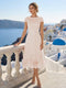 A-Line/Princess Scoop Cap Sleeves Tea-Length Mother of the Bride Dresses with Applique & Sequins