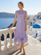 A-Line/Princess Scoop Cap Sleeves Tea-Length Mother of the Bride Dresses with Applique & Sequins