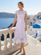 A-Line/Princess Scoop Cap Sleeves Tea-Length Mother of the Bride Dresses with Applique & Sequins