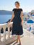 A-Line/Princess Scoop Cap Sleeves Tea-Length Mother of the Bride Dresses with Applique & Sequins