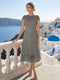 A-Line/Princess Scoop Cap Sleeves Tea-Length Mother of the Bride Dresses with Applique & Sequins