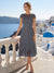 A-Line/Princess Scoop Cap Sleeves Tea-Length Mother of the Bride Dresses with Applique & Sequins