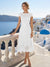 A-Line/Princess Scoop Cap Sleeves Tea-Length Mother of the Bride Dresses with Applique & Sequins