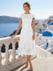 A-Line/Princess Scoop Cap Sleeves Tea-Length Mother of the Bride Dresses with Applique & Sequins