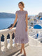 A-Line/Princess Scoop Cap Sleeves Tea-Length Mother of the Bride Dresses with Applique & Sequins