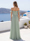 A-Line/Princess Off-the-Shoulder Floor-Length Bridesmaid Dresses with Ruffles & Pleats