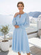 A-Line/Princess Long Sleeves Scoop Knee-Length Mother of the Bride Dresses with Ruched & Keyhole