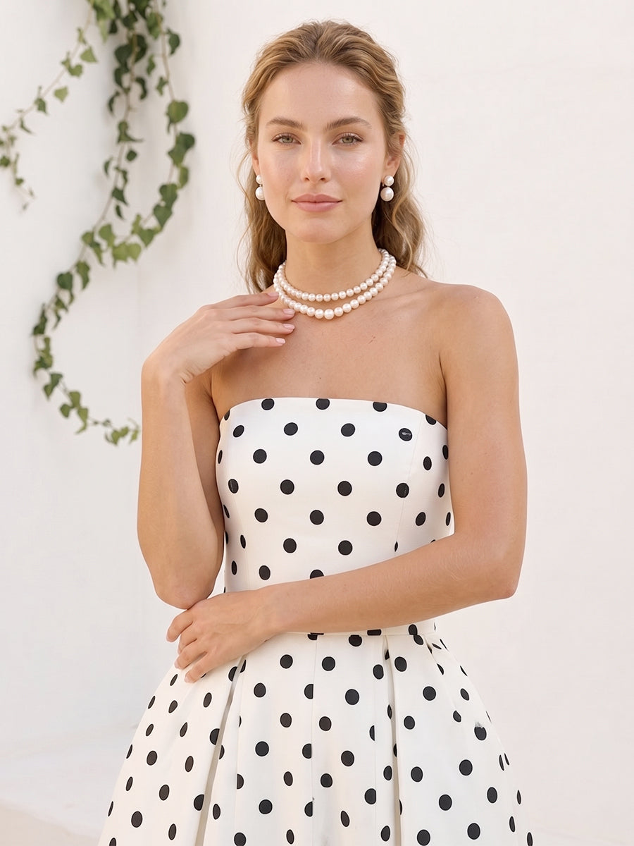 A-Line/Princess Strapless Sleeveless Floor-Length Formal Dresses With Pleats &amp; Pockets