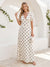 A-Line/Princess V-Neck Puff Sleeves Floor-Length Formal Dresses With Ruched