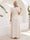 A-Line/Princess V-Neck Puff Sleeves Floor-Length Formal Dresses With Ruched