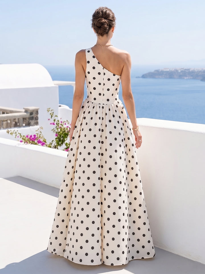 A-Line/Princess One-Shoulder Sleeveless Floor-Length Formal Dresses With Pleats &amp; Ruched