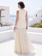 A-Line/Princess Boat-Neck Sleeveless Floor-Length Formal Dresses With Pleats