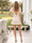 A-Line/Princess Square Neck Short Sleeves Short/Mini Homecoming Dresses with Ruffles