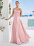 A-Line/Princess Spaghetti Straps Sleeveless Floor-Length Long Bridesmaid Dresses with Pleats
