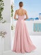 A-Line/Princess Spaghetti Straps Sleeveless Floor-Length Long Bridesmaid Dresses with Pleats