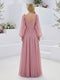 A-Line/Princess Long Sleeves Sweetheart Floor Length Bridesmaid Dresses with Pleats & Ruched
