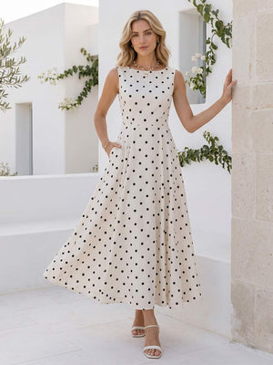 A-Line/Princess Scoop Sleeveless Ankle Length Cocktail Dresses With Ruched