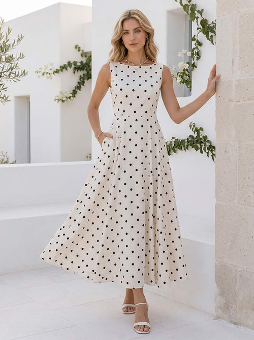 A-Line/Princess Scoop Sleeveless Ankle Length Cocktail Dresses With Ruched