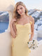 Sheath/Column Sleeveless Spaghetti Straps Long Bridesmaid Dresses with 3D Floral