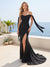Trumpet/Mermaid Off-the- Shoulder Floor-Length Bridesmaid Dresses with Split Side & Ruched