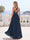 A-Line/Princess Square Neck Sleeveless Floor-Length Bridesmaid Dresses with Split Side & Ruched