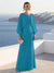 A-Line/Princess Long Sleeves Scoop Floor-Length Mother of the Bride Dresses with Sequins & Cape