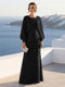 A-Line/Princess Long Sleeves Scoop Floor-Length Mother of the Bride Dresses with Sequins & Cape