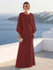 A-Line/Princess Long Sleeves Scoop Floor-Length Mother of the Bride Dresses with Sequins & Cape