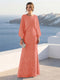 A-Line/Princess Long Sleeves Scoop Floor-Length Mother of the Bride Dresses with Sequins & Cape