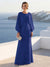 A-Line/Princess Long Sleeves Scoop Floor-Length Mother of the Bride Dresses with Sequins & Cape