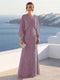 A-Line/Princess Long Sleeves Scoop Floor-Length Mother of the Bride Dresses with Sequins & Cape