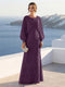A-Line/Princess Long Sleeves Scoop Floor-Length Mother of the Bride Dresses with Sequins & Cape
