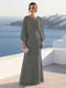 A-Line/Princess Long Sleeves Scoop Floor-Length Mother of the Bride Dresses with Sequins & Cape