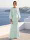 A-Line/Princess Long Sleeves Scoop Floor-Length Mother of the Bride Dresses with Sequins & Cape