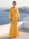 A-Line/Princess Long Sleeves Scoop Floor-Length Mother of the Bride Dresses with Sequins & Cape