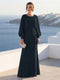A-Line/Princess Long Sleeves Scoop Floor-Length Mother of the Bride Dresses with Sequins & Cape