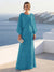 A-Line/Princess Long Sleeves Scoop Floor-Length Mother of the Bride Dresses with Sequins & Cape