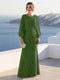 A-Line/Princess Long Sleeves Scoop Floor-Length Mother of the Bride Dresses with Sequins & Cape