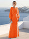 A-Line/Princess Long Sleeves Scoop Floor-Length Mother of the Bride Dresses with Sequins & Cape