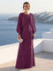 A-Line/Princess Long Sleeves Scoop Floor-Length Mother of the Bride Dresses with Sequins & Cape
