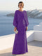 A-Line/Princess Long Sleeves Scoop Floor-Length Mother of the Bride Dresses with Sequins & Cape