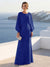 A-Line/Princess Long Sleeves Scoop Floor-Length Mother of the Bride Dresses with Sequins & Cape